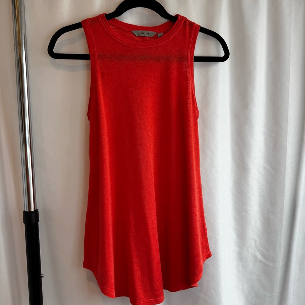 Athleta Red/Orange Sheer Sleeveless Tank Top Relaxed Fit